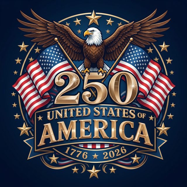 United States of America 250 — 1776 to 2026 commemorative emblem